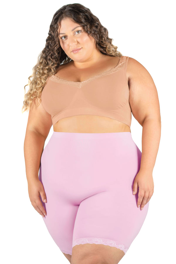 Plus Size Anti Chafing High Rise Long Cotton Rich Shorts - 3 Pack