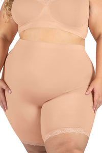 Plus Size Anti Chafing High Rise Long Cotton Rich Shorts