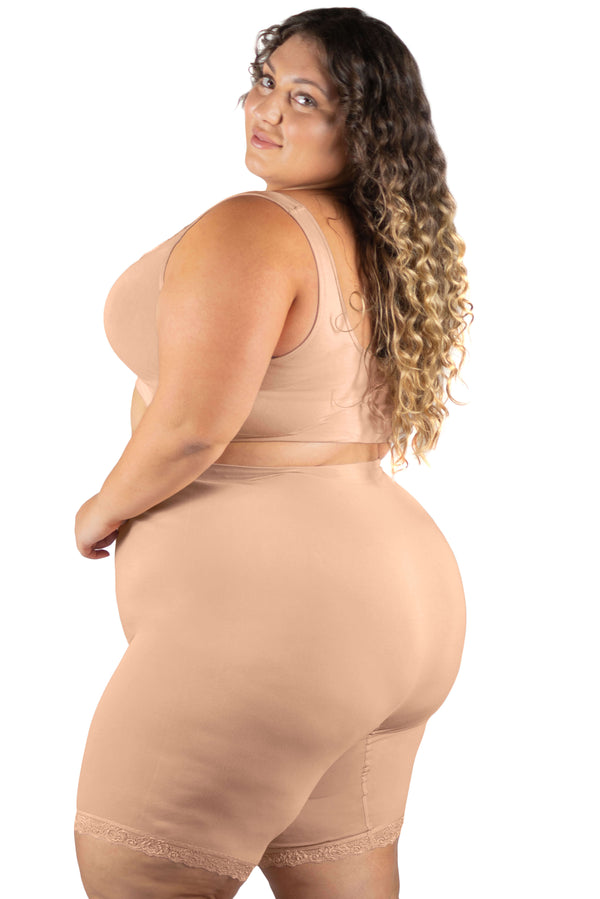 Plus Size Anti Chafing High Rise Long Cotton Rich Shorts - 3 Pack