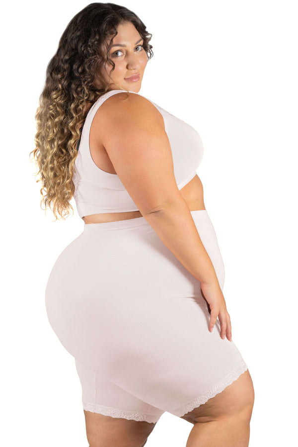 Plus Size Anti Chafing High Rise Long Cotton Rich Shorts