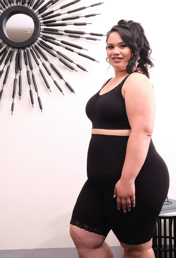 Plus Size Anti Chafing High Rise Long Cotton Rich Shorts - 3 Pack