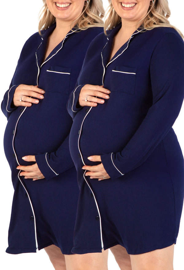 Bamboo Maternity & Nursing Birthing Hospital Gown - 2 Pack