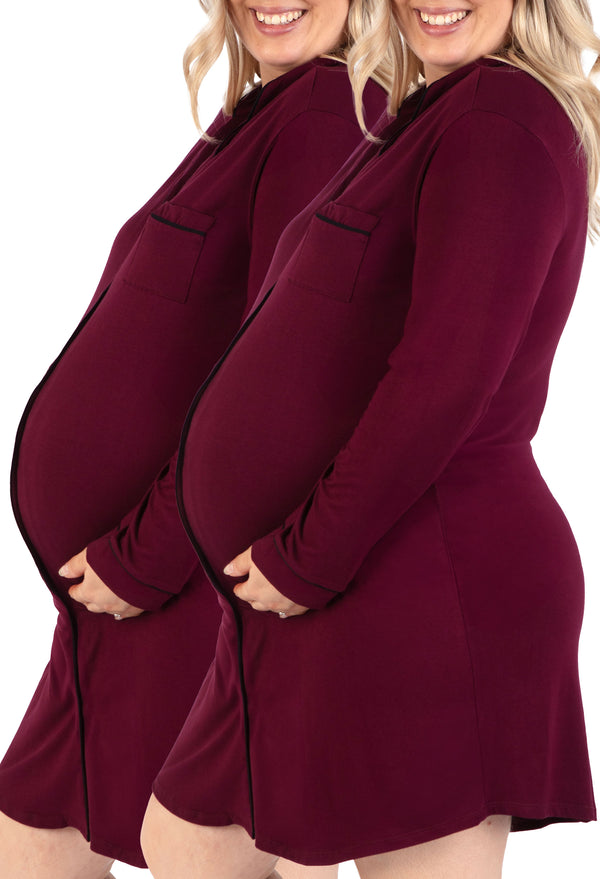 Bamboo Maternity & Nursing Birthing Hospital Gown - 2 Pack