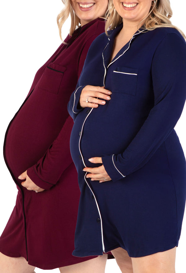 Bamboo Maternity & Nursing Birthing Hospital Gown - 2 Pack