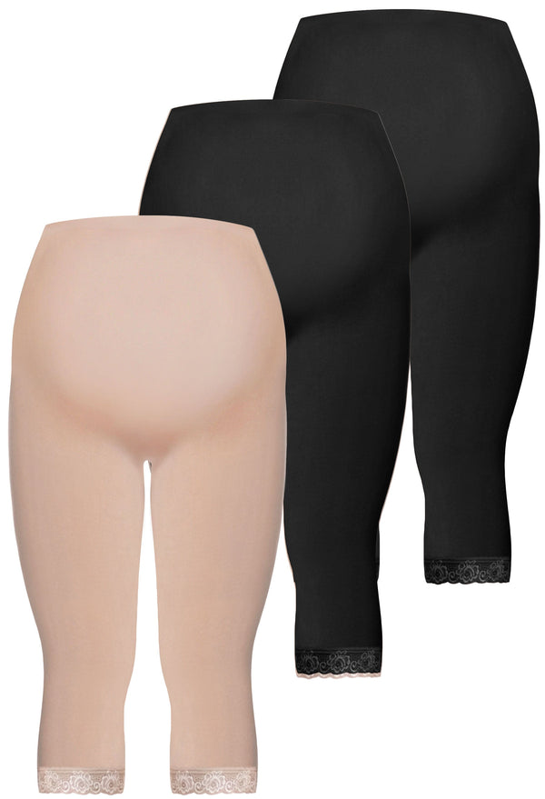 Maternity Anti Chafing High Rise 3/4 Cotton Rich Leggings - 3 Pack