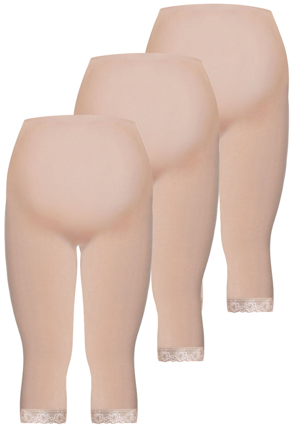 Maternity Anti Chafing High Rise 3/4 Cotton Rich Leggings - 3 Pack