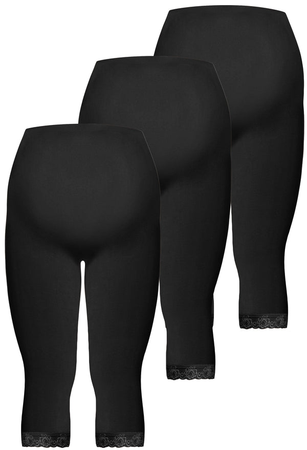 Maternity Anti Chafing High Rise 3/4 Cotton Rich Leggings - 3 Pack