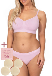 Lilac Snow Bamboo Padded Wire Free Bra and Bikini Set With FREE Nipple Covers