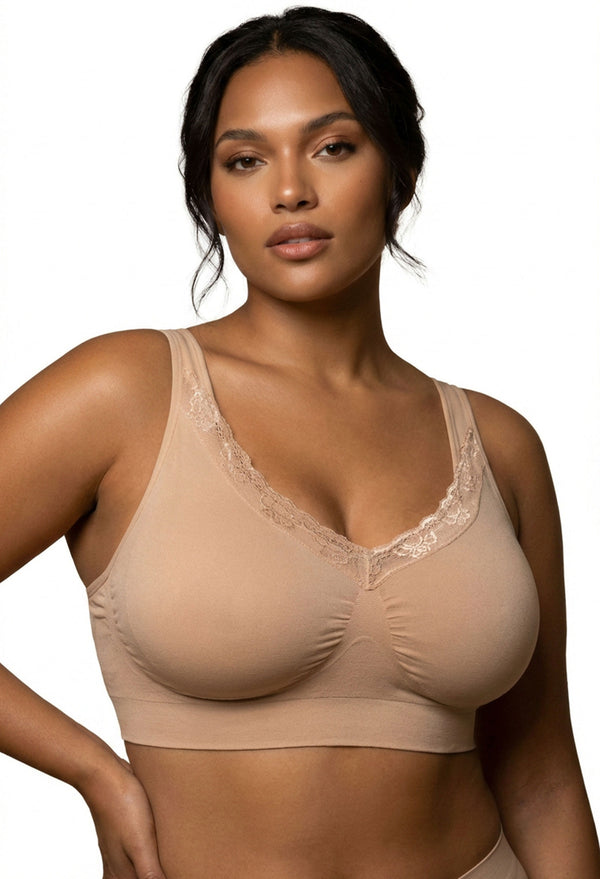 Full Bust Wire Free Minimiser Bra + 3x4 Hook Bra Extender Set