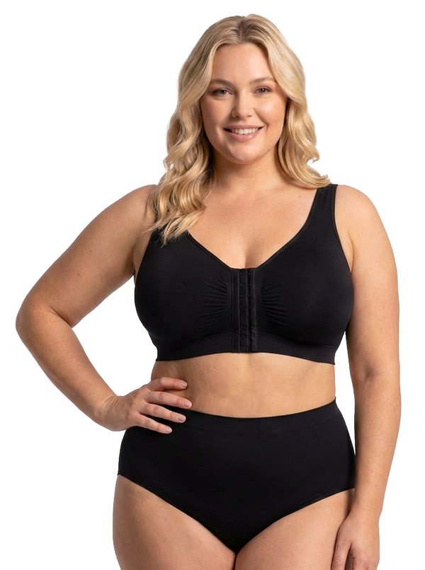 Bamboo Padded Front Closure Wire Free Bra - 3 Pack