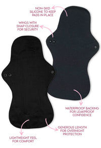 Ultra Thin XL Reusable Panty Liner with Wings - 3 Pack