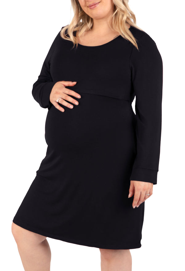 Bamboo Long Sleeve Maternity & Nursing Dress