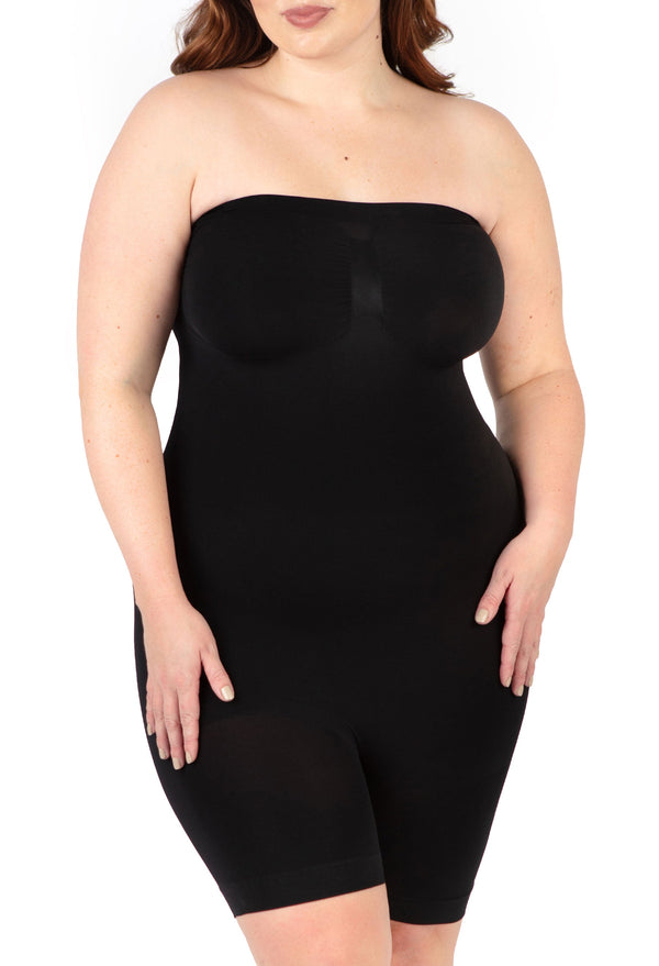 Curvy Shapewear Bodysuit Strapless Shorts | BodySleek