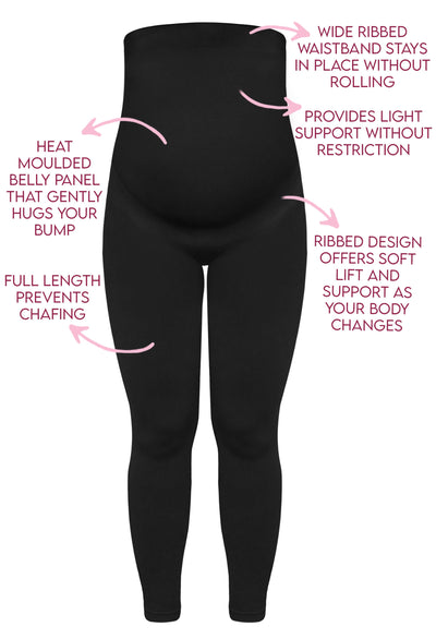 Maternity Leggings with Tummy Support - 2 Pack