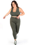 Plus Size Triple-layer Support Racer & High Waist Full Length Leggings