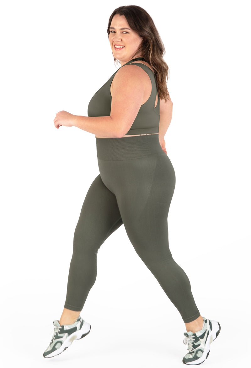 Plus Size Triple-layer Support Racer & High Waist Full Length Leggings