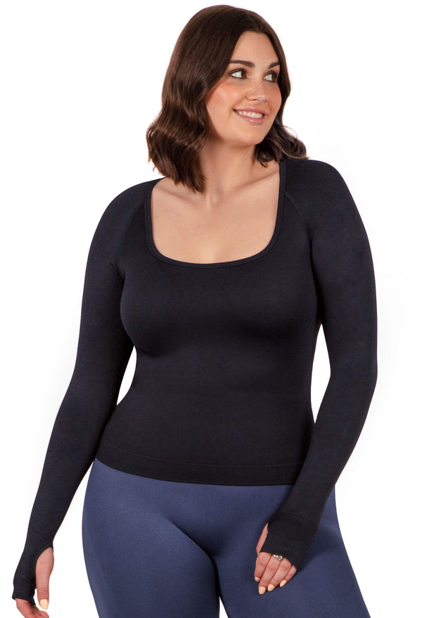 Seamless Square Neck Long Sleeve Top - 2 Pack