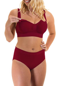 Bamboo Nursing Bra + High Cut Undies Burgundy Set