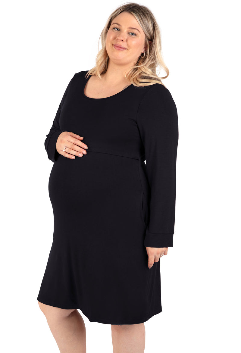 Bamboo Long Sleeve Maternity & Nursing Dress