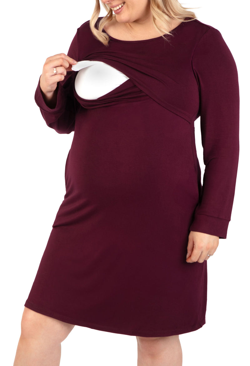 Bamboo Long Sleeve Maternity & Nursing Dress