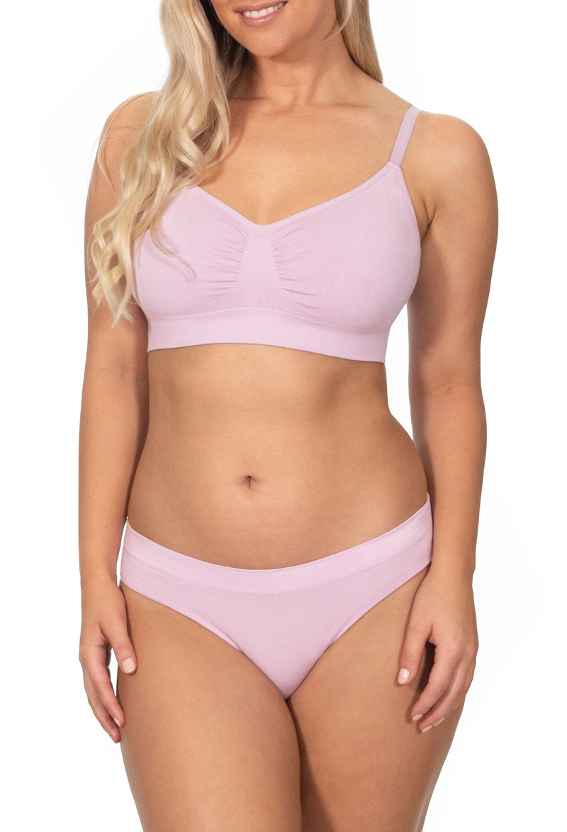 Lilac Snow Bamboo Padded Wire Free Bra and Bikini Set