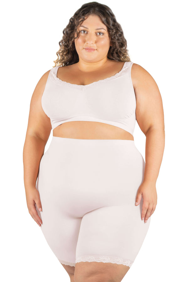 Curvy Anti Chafing High Rise Long Cotton Rich Shorts - 3 Pack